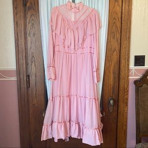 Vintage light pastel pink frilly formal dress